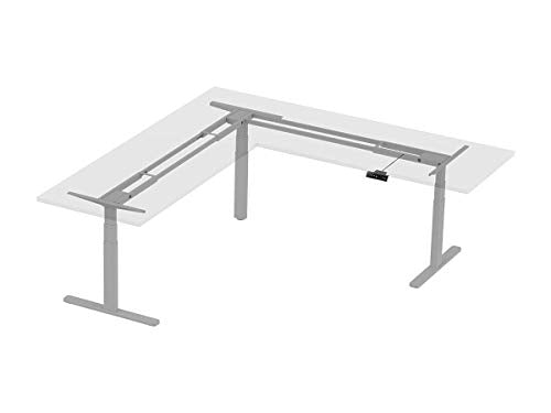 Monoprice Triple-Motor Sit-Stand Corner Desk Frame - Height-Adjustable, L-Shaped, Gray - Workstream Collection Monoprice