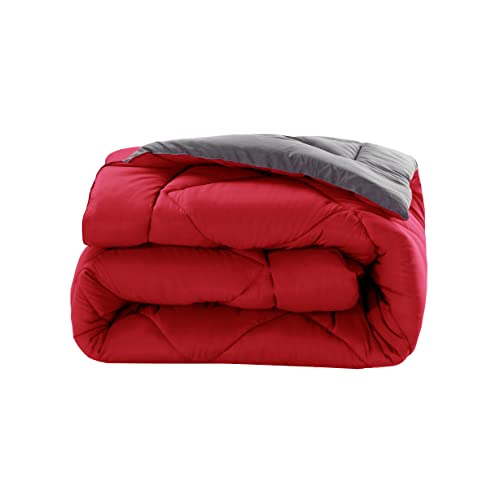 Elegant Comfort Reversible 3-Piece Comforter Set All Season, Ultra Soft, Down Alternative Comforter, Twin, Red/Gray Elegant Comfort