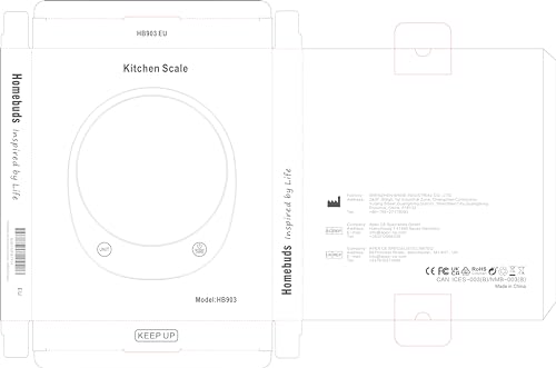 Homebuds 22lb Digital Food Scale Grams and Ounces in 1g, High Precision Assured by Kitchen Scale Professional Factory Since 2001, Gram Scale for Cooking and Baking, LED, 3*AAA Included, Black HomeBuds