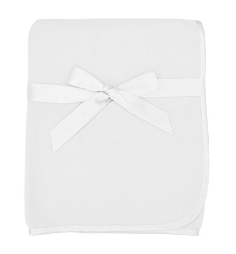American Baby Company Fleece Blanket with Silk-Like Satin Trim, Soft, Warm & Cozy, White, 30" x 30" for Boys and Girls, Perfect for Baby Carrier, Stroller, Travel and Gifting American Baby Company