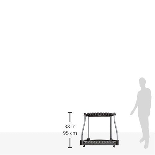 Rubbermaid Garage Tool Tower Rack, Easy to Assemble, Wheeled, Organizes up to 40 Long-Handled Tools/Rakes/ Brooms/Shovles in Home/House/Outdoor/Shed, Black Rubbermaid