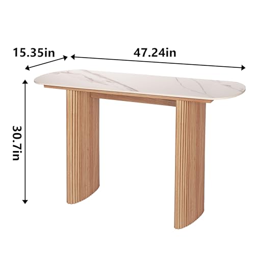 THKSHOUZ Mid Century Modern Console Table, Solid Wood Console Table, 47.2'' Sofa Table, Narrow Entryway Table for Hallway, Behind The Couch, Living Room, Foyer, Easy Assembly THKSHOUZ