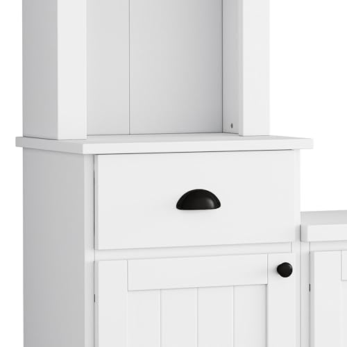 YOPTO 103" Minimalist Entertainment Center Wall Unit Set with Bridge for TVs Up to 75'',Ample Storage Space TV Stand W/Adjustable Shelves,Modernist Large Media Console for Living Room,White YOPTO