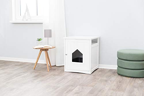 TRIXIE Furniture Style Litter Box Enclosure with Shelf, Indoor Pet Home, White TRIXIE