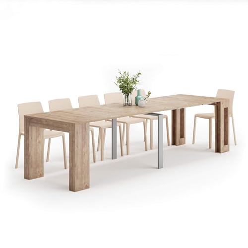 Mobili Fiver, Easy, Extendable Console Table with Extension Leaves Holder, Oak, Made in Italy Mobili Fiver