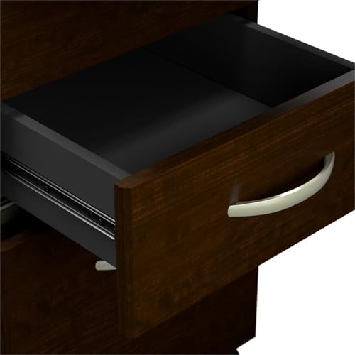 Bush Business Furniture Arrive 72W x 72D L Shaped Reception Desk with Counter and Mobile File Cabinet in Mocha Cherry Bush Furniture
