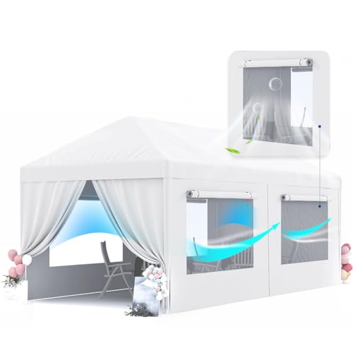 Peaktop Outdoor 10x20ft Party Tent Mesh Window Outdoor Gazebo Event Shelter Wedding Canopy Tent Mesh Side with Window Cover PEAKTOP OUTDOOR