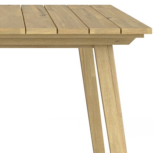 SIMPLIHOME Kona SOLID ACACIA WOOD 65 Inch Wide Contemporary Outdoor Dining Table in Light Teak, For the Dining Room and Porch SIMPLIHOME
