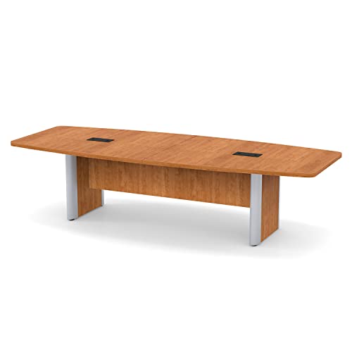 Thaweesuk Shop New Honey 10 ft Modern Boat Shaped Conference Table Hide Wires Inside Elliptical Metal Legs Desk Grommets Racetrack Black Power Modules Meeting Business Room Furniture Boardroom Wood Generic