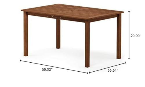 Furinno Tioman Outdoor Dining Table, Natural 35.5"D x 59.0"W x 29.0"H Furinno