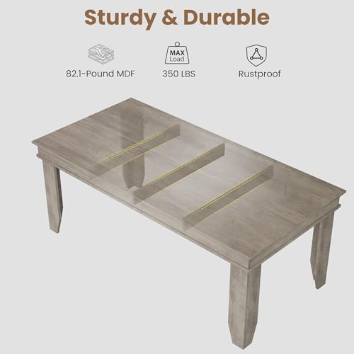 GarveeHome Farmhouse Dining Table for 6-8 People, 71 in Long Kitchen Tables with Wooden Sturdy Frame, 6 ft Large Rectangular Dinner Table for Dining Room, Kitchen, Grey, 71" Non-extendable GarveeHome
