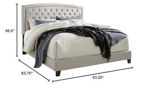 Signature Design by Ashley Jerary Farmhouse Button-Tufted Upholstered Platform Bed, Queen, Light Gray Signature Design by Ashley