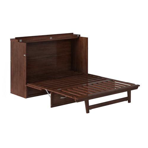 AFI, Northfield Murphy Bed Chest Queen with 6" Mattress, Storage Drawer & Built-in USB Charger, Burnt Amber AFI