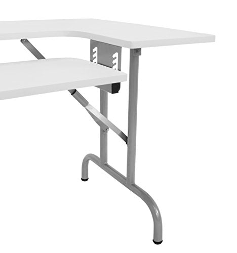 Sew Ready Folding Multipurpose Sewing Table - 47.5" W x 28" D Foldable White Hobby and Sewing Machine Table with Adjustable Shelf - Can Also Be Used as Computer Desk Sew Ready
