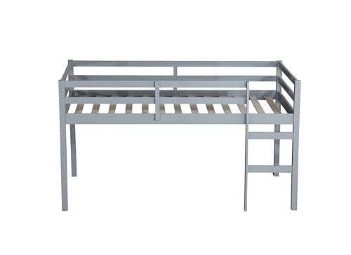 Bellemave Stylish Grey Twin Loft Bed with Ladder for Kids - Versatile Low Design Bellemave