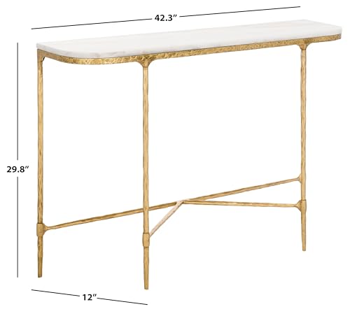 SAFAVIEH Couture Collection Janowsky Brass & White Marble Console Table SAFAVIEH