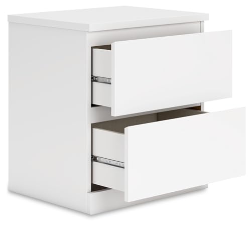 Signature Design by Ashley Onita Contemporary 2 Drawer Nightstand, 21.75" Tall, White Signature Design by Ashley