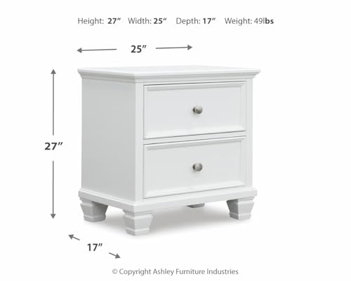 Signature Design by Ashley Fortman Traditional 2 Drawer Night Stand, White Signature Design by Ashley
