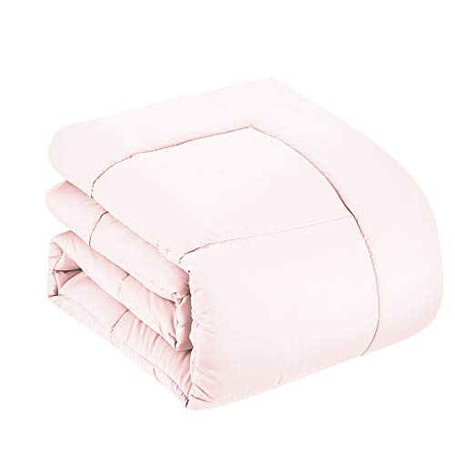 Sweet Home Collection Down Alternative Comforter All Season Warmth Luxurious Plush Loft Microfiber Fill Duvet Insert Bedding, Full, Pale Pink Sweet Home Collection