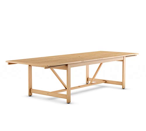 Amazonia Jefferson 13-Piece Patio Extendable Dining Table Set | Light Wicker Chairs | Ideal for Outdoors and Indoors, Brown-Teak Finish Amazonia