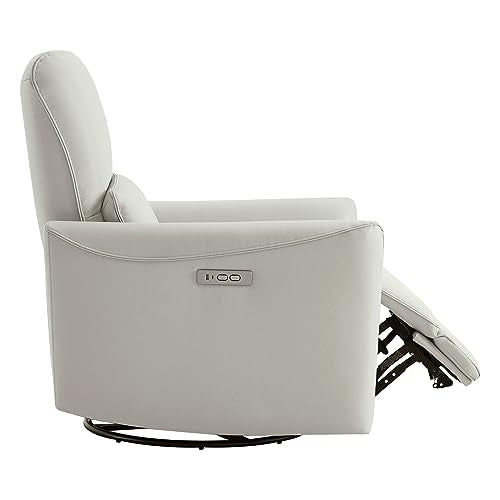 CHITA Power Recliner Chair Swivel Glider, FSC Certified Upholstered Faux Leather Living Room Nursery Reclining Sofa Chair with Lumbar Support, Cream