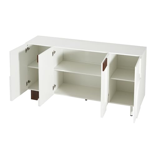 Christopher Knight Home Kyala Modern Sideboard Buffet Cabinet with Adjustable Shelves, Wooden Living Room TV Stand with Storage, Multifunctional Storage Cabinet, Entryway Console Table, White Christopher Knight Home