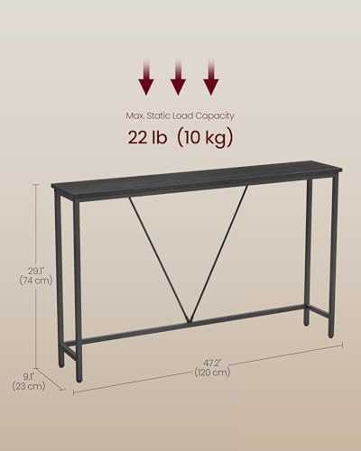 VASAGLE Console Sofa Table, Narrow Entryway Table, for Living Room, Bedroom, Easy Assembly, Charcoal Gray and Ink Black ULNT020B04 VASAGLE