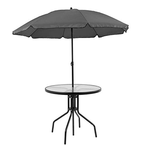 Flash Furniture Nantucket 6 Piece Patio Garden Table Set - Umbrella Table - Set of 4 Black Folding Chairs Flash Furniture
