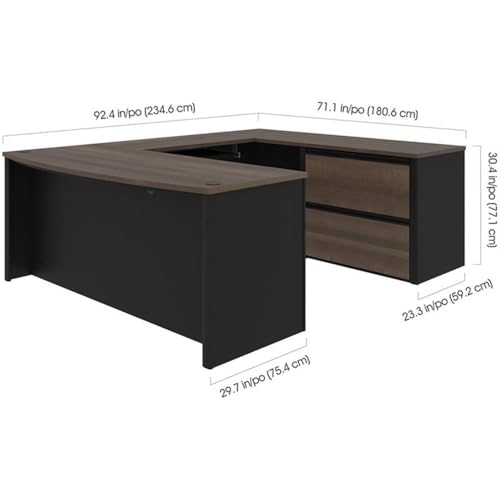 Atlin Designs Contemporary 5 Piece Wood U Shaped Computer Desk in Antigua/Black Atlin Designs