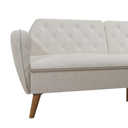 Novogratz Tallulah Memory Foam Futon Couch Bed, Futon Sofa Bed - Ivory Boucle Novogratz