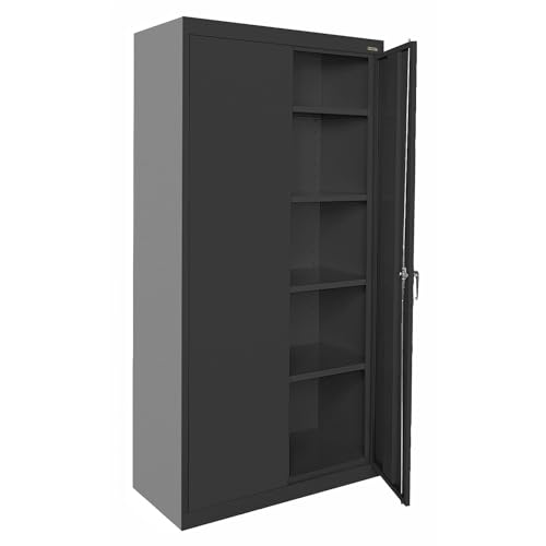 Sandusky Lee CA41361872-09 Classic Garage Storage Cabinet, Steel Utility Cabinet with Adjustable Shelves, 72"H, Black Sandusky