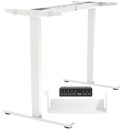 Dual Motor Standing Desk Frame 256 lbs Weight Capacity, Stand up Desk Frame Workstation, Electric Adjustable Legs, 3 Memory Height Settings, with Cable Management Tray, 2pcs Headphone Hook PulvinarVita