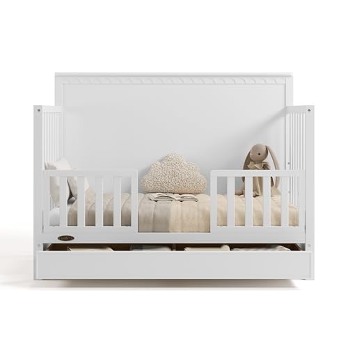 Graco Sasha 5-in-1 Convertible Crib with Storage Drawer (White) – GREENGUARD Gold Certified Baby Crib Crafted from Wood, Converts to Toddler Bed, Daybed, and Full-Size Bed Graco