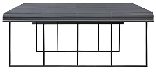 Arrow Carports Galvanized Steel Carport, Double Car Metal Carport Kit, 20' x 20' x 7', Charcoal Arrow Shed