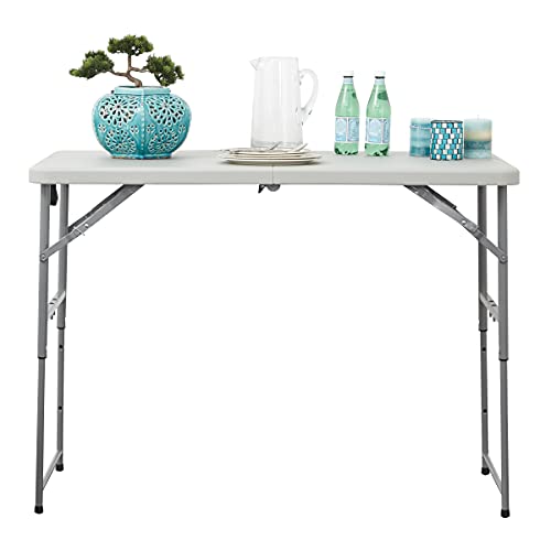 Office Star Resin Multipurpose Rectangle Table, 4-Feet Long, Height Adjustable, Center Folding Table, Light Gray Office Star Products