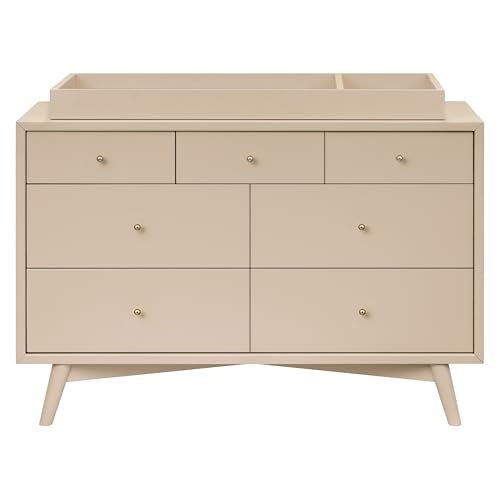 babyletto Palma 7-Drawer Assembled Double Dresser in Taupe, Greenguard Gold Certified babyletto