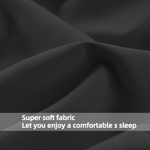 HBHLFZ Full Fitted Sheet Only, Soft Breathable Bottom Sheet - 54"x75" Deep Pockets Full Size Fitted Sheet - All Around Stretch Fit, Wrinkle Resistant, Colorfast - Easy Care, Black HBHLFZ