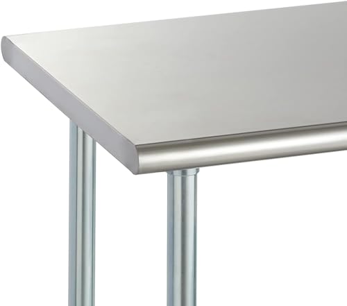 ROCKPOINT Stainless Steel Table for Prep & Work with Caster Wheels 60x24 Inches, NSF Metal Commercial Kitchen Table with Adjustable Under Shelf and ROCKPOINT