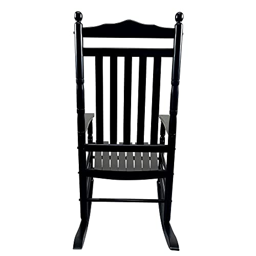 Balcony Porch Adult Rocking Chair, Wood Outdoor Indoor Porch Rocker Chair for Adult, All Weather- Resistant Patio Rocking Chair for Garden, Lawn, Balcony, Backyard, Black AOCOROE