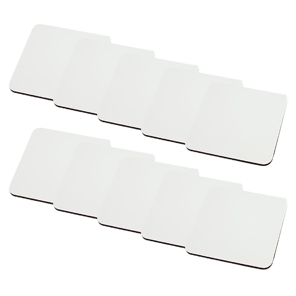 MR.R 10 Pieces Sublimation Blanks Square Cup MDF Coasters, Raw Wood Back Hardboard Sublimation Coasters Blanks,Absorbent Heat Transfer Cup Coasters for Drinks, Party Supplies Coasters and DIY Craft MR.R