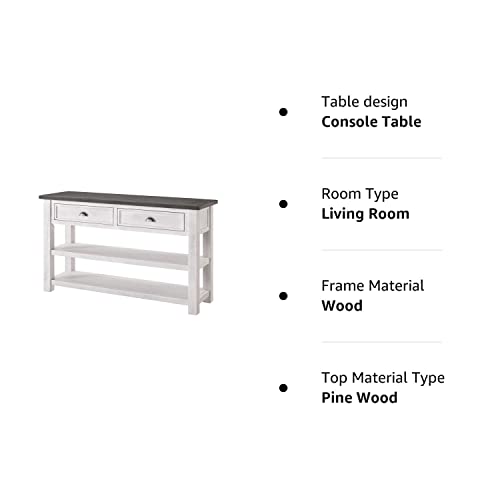 Martin Svensson Home Monterey Solid Wood Sofa Console Table White with Grey Top Martin Svensson Home