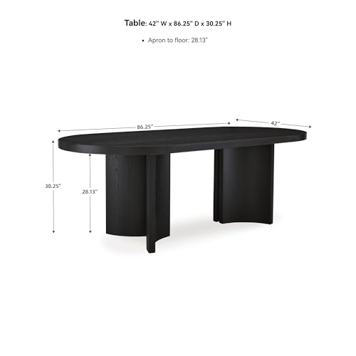 Signature Design by Ashley Rowanbeck Minimalist Dining Table for 8 People, Black Signature Design by Ashley