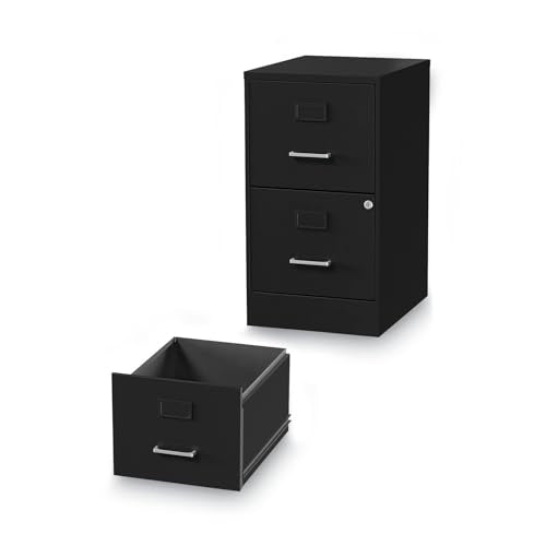 Alera 2806262 14 in. x 18 in. x 24.1 in. Soho 2-Drawer Vertical Letter File Cabinet - Black Alera