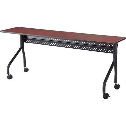 Iceberg OfficeWorks Premium Mobile Training Table – 72” Rectangular Desk with Locking Wheels, Mahogany Top & Black Frame – Rolling Conference Table for Offices, Classrooms, or Workspaces Iceberg