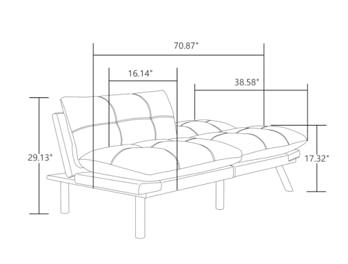 LLS 70.87" Velvet Futon Sofa Bed, Modern Convertible Sleeper Sofa Couch with Adjustable Backrest and Armrests, Tufted Loveseat Sofa with Metal Legs for Living Room, Bedroom, Apartment, Navy Blue LLS