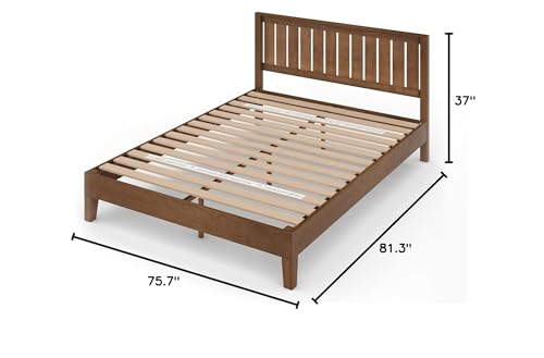 Zinus Alexis Deluxe Rustic Pine Wood Platform Bed Frame with Headboard - No Box Spring Needed, Easy Assembly, King Size Zinus