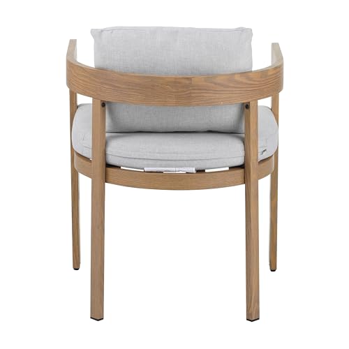 Christopher Knight Home Elko Acacia Wood Outdoor Dining Set for 6, Wooden 7 Piece Patio Dining Table Set, Outdoor Metal Dining Chair and Table Set with Cushion, Patio Furniture Set, Teak+Light Gray Christopher Knight Home