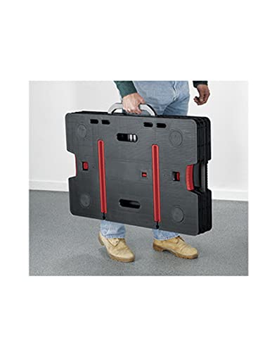 KETER 249137 Folding Workbench Portable Painted Tool Table with Integrated Handle 53 x 83 x 75.5 cm, Red-black Keter