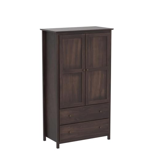 Shaker 2-Door Solid Wood Armoire Espresso Finish - 41x72x22 Brown Mission Craftsman Transitional Pine Includes Hardware Unknown
