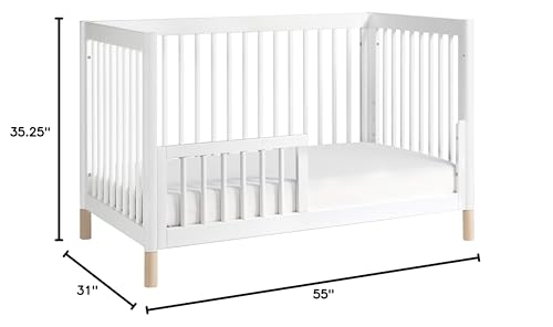 Babyletto Gelato 4-in-1 Convertible Crib with Toddler Bed Conversion in White and Washed Natural, Greenguard Gold Certified babyletto
